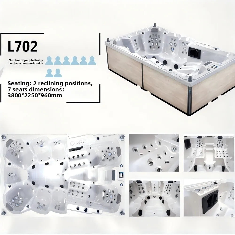Outdoor Jacuzzi Spa Hot Tub Large Acrylic Massage Bathtub Thermostatic Villa
