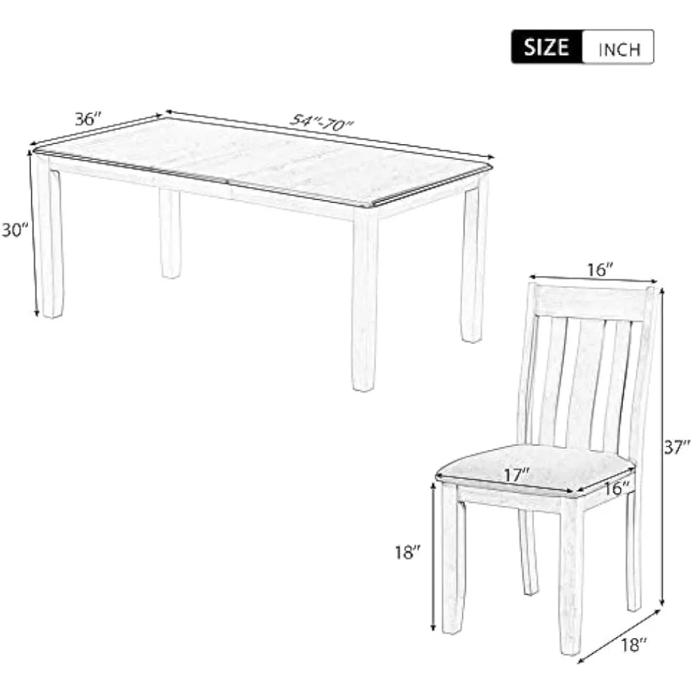 Wood Dining Table Set Extendable Table With Six Chairs