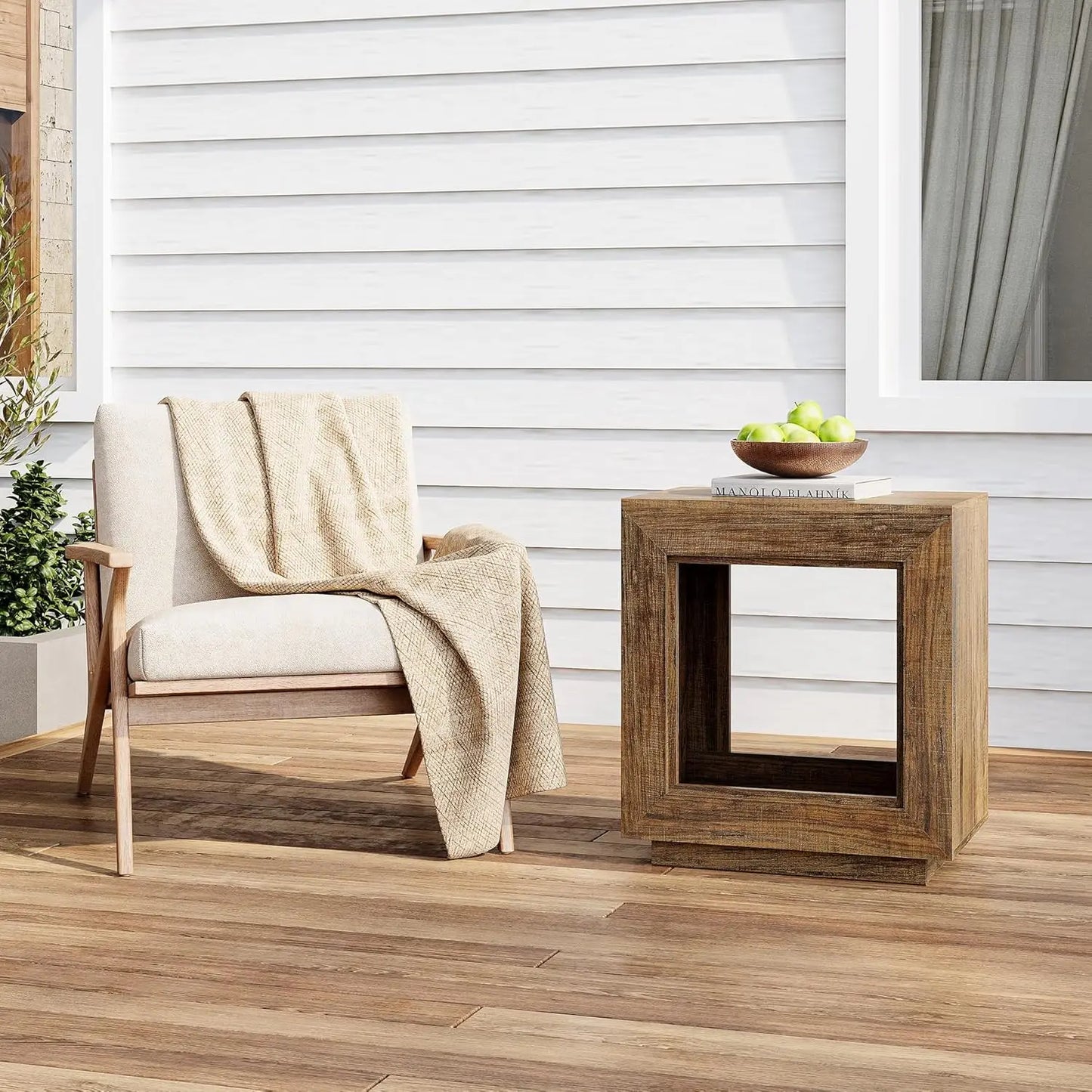 Little Tree End Table Wooden Square Side Table Farmhouse Sofa Side Tables