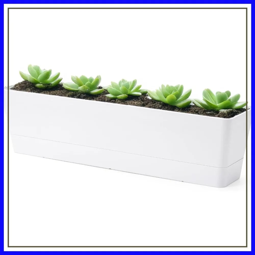 16x3.8 Inch Window Box Planter With Tray For Succulents Herbs Flowers