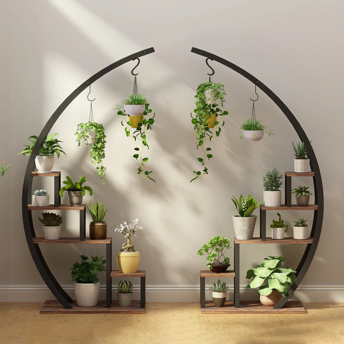 5 Tier Plant Stand Indoor 2 Pack Half Moon Metal Shelf Rack For Balcony