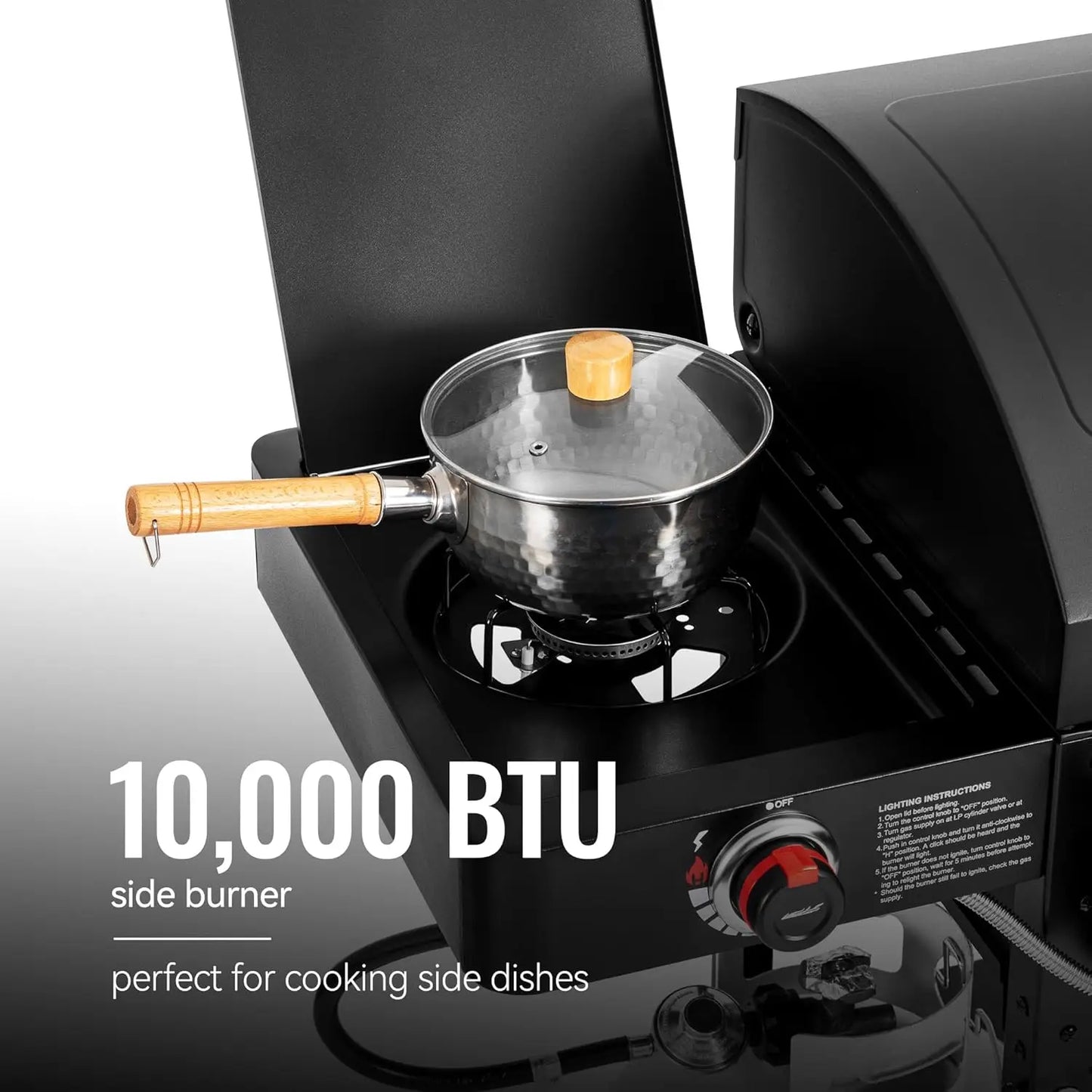 Dual Fuel Charcoal And Gas Grill With Offset Smoker 34000 BTU 1020 Square Inches