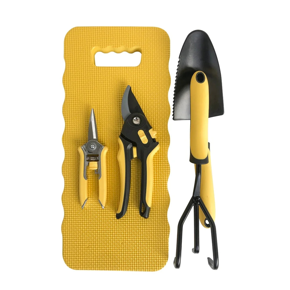 Metal Gardening Tools Set 5 Pieces Durable Hand Tools with Foam Knee Pad Indoor Outdoor Gardening Activities