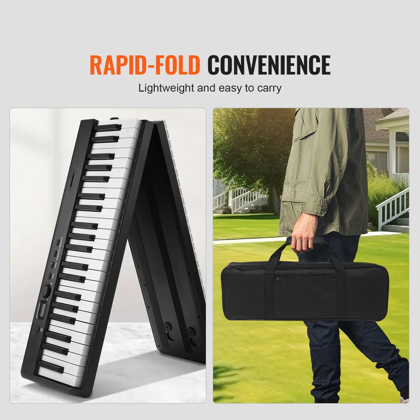 88 Key Folding Bluetooth Keyboard Piano Rechargeable MIDI Foldable For Beginners