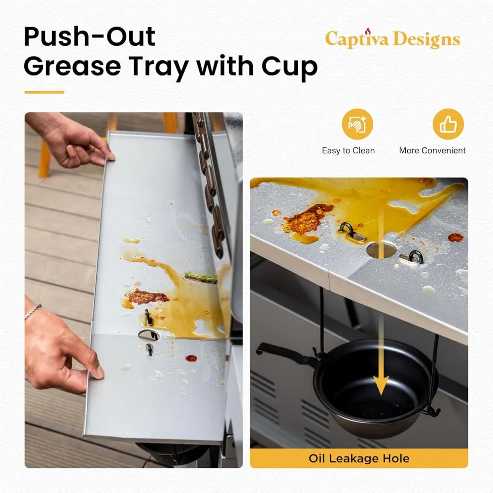 Six Burner Propane Grill With Side Burner Grates Outdoor