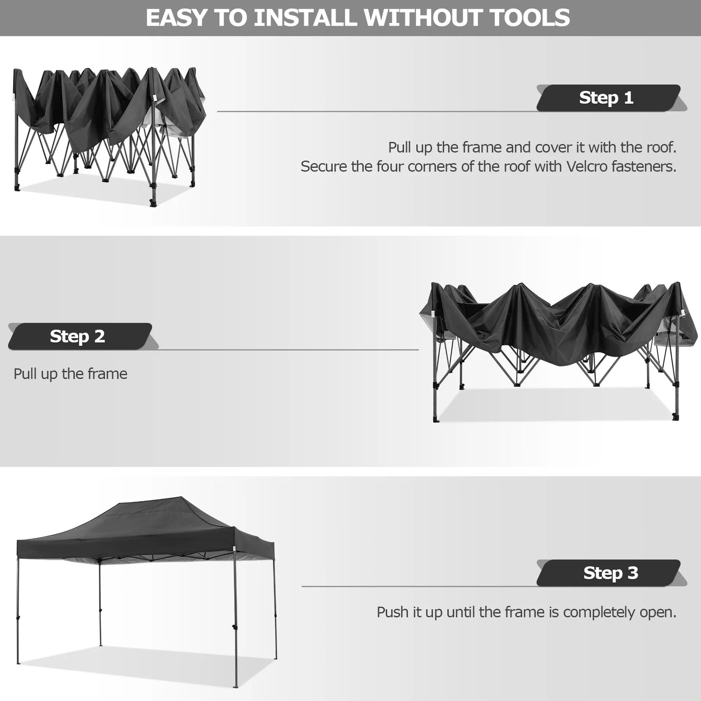 10x15 Heavy Duty Pop Up Canopy Tent With Four Sidewalls