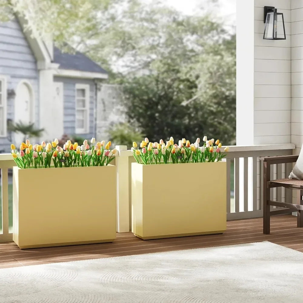 Metallic Outdoor Span Planter Box With Long Divider Planters