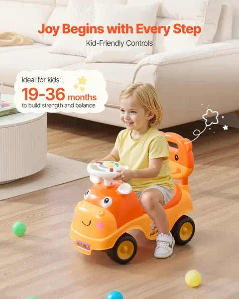 Ride On Toddler Push Car For 19-36 Months With Horn Music Under Seat Storage
