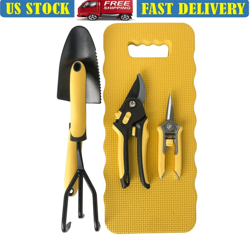 Metal Gardening Tools Set 5 Pieces Durable Hand Tools with Foam Knee Pad Indoor Outdoor Gardening Activities
