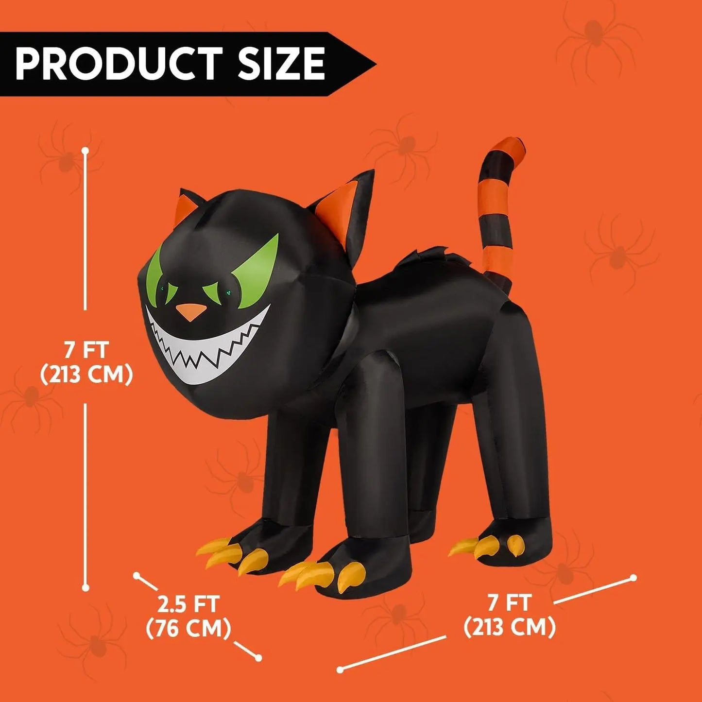 7 ft Black Cat Halloween Inflatables Outdoor Decoration Blow UpInflatable with Moving Head & Green Eyes Halloween Blow Ups Yard Decoration with LED Lights for Party Lawn Garden Decor
