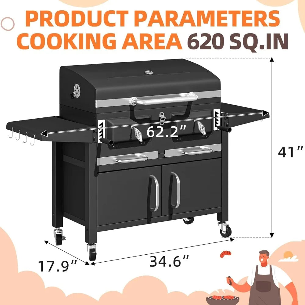 36 Inch Extra Large Charcoal Grill With Thermometer