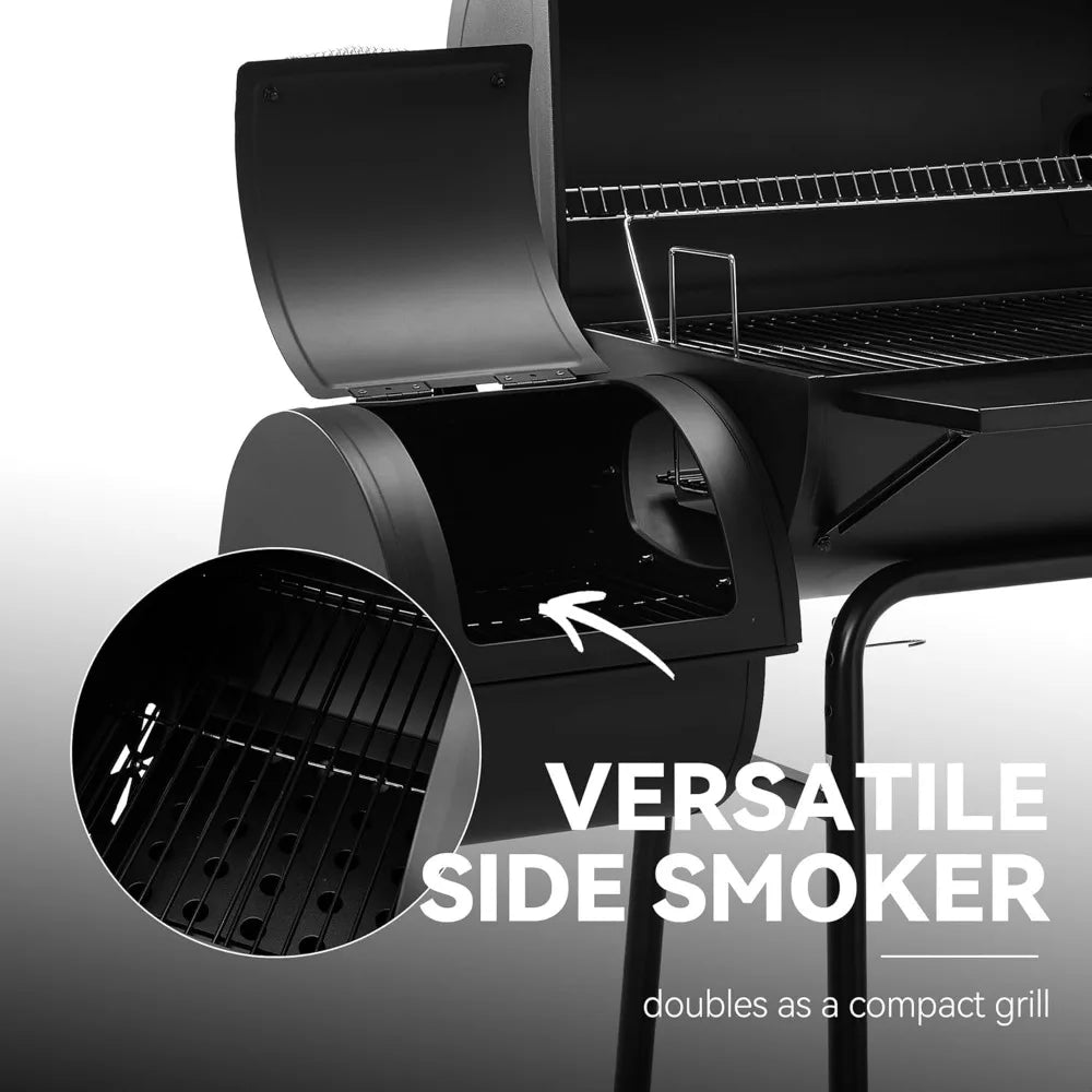 CC1830SC Charcoal Grill Offset Smoker With Cover 811 Square Inches Black Outdoor