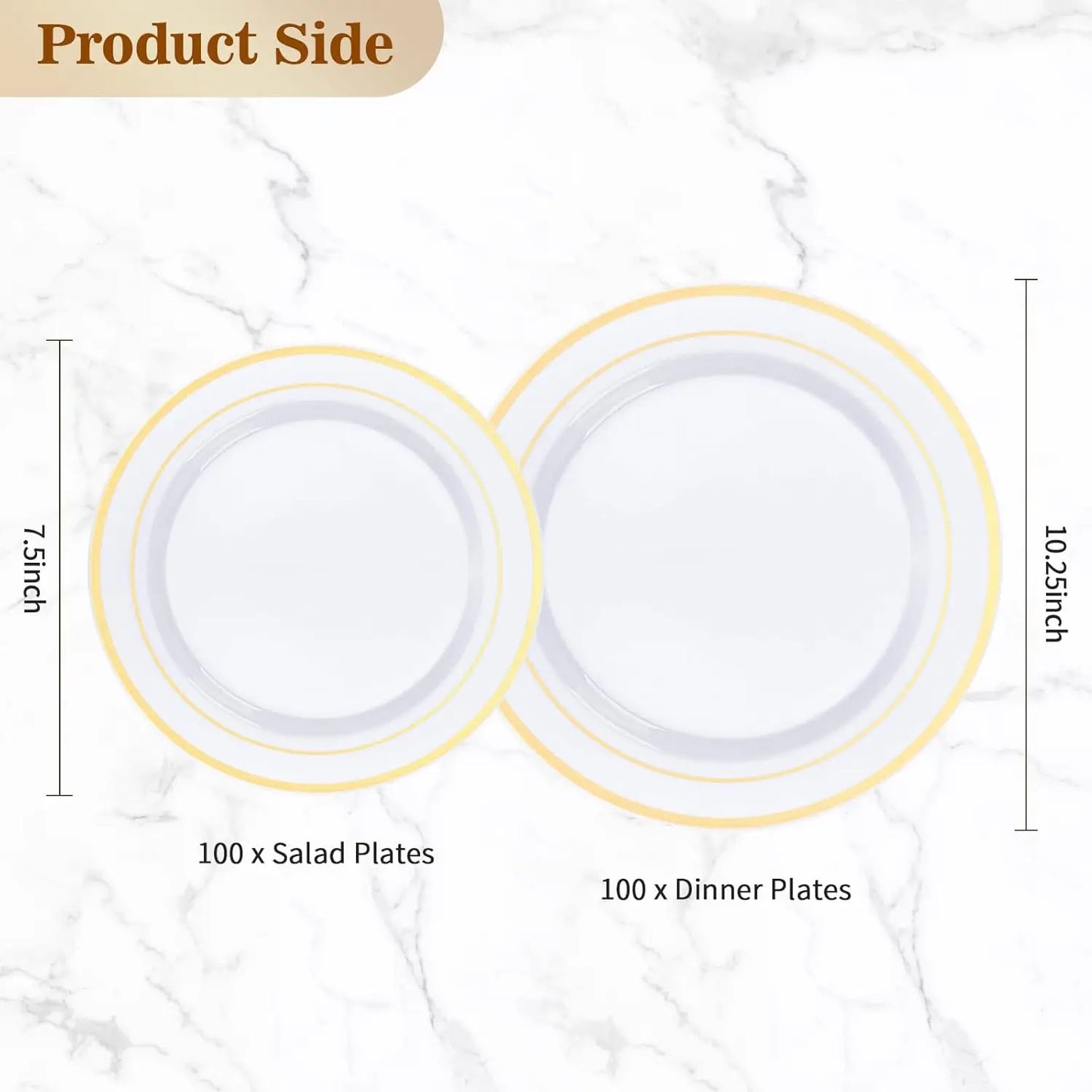 Gold Disposable Party Plates Set 200 Pcs 100 Dinner And 100 Dessert For Weddings