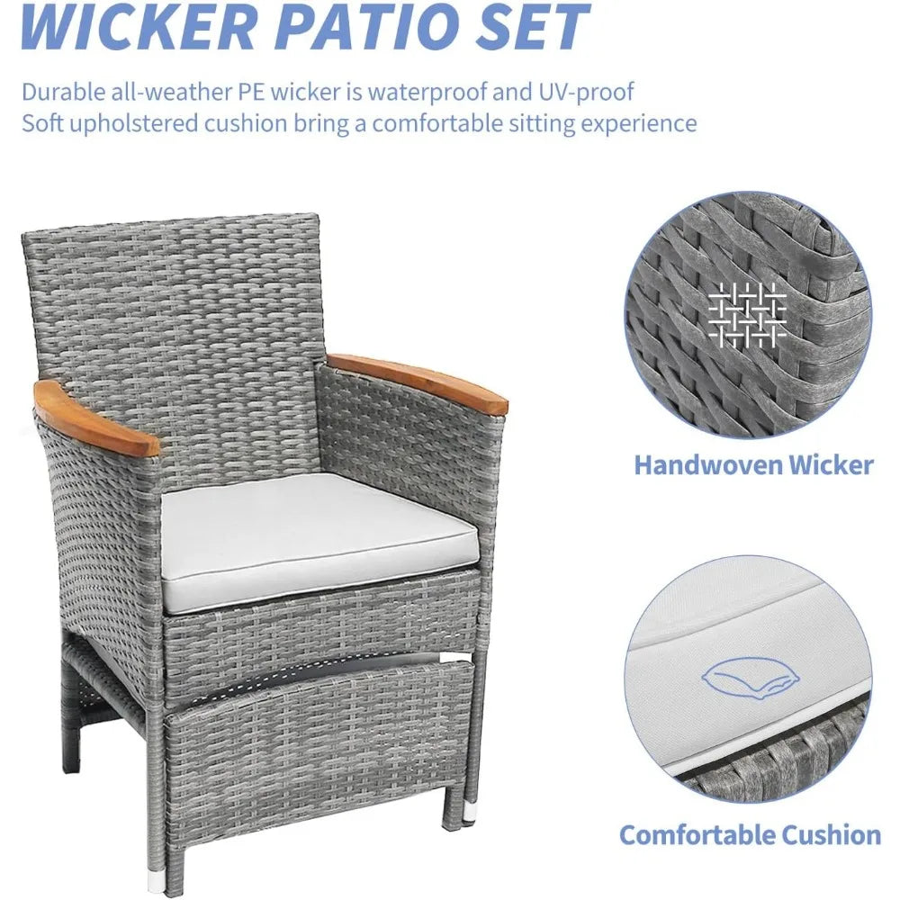 5 Piece Outdoor Patio Set With Table And Ottoman Wicker