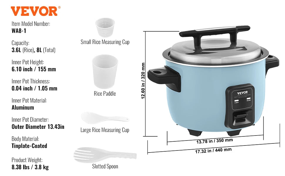 SucceBuy 8L 10L 13L Commercial Rice Cooker With Aluminium Nonstick Pot Keep Warm
