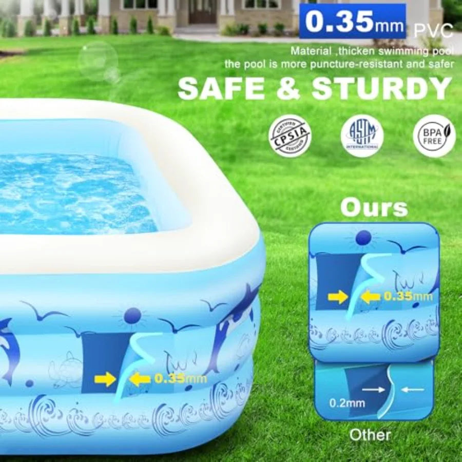 2026 Upgrade Solar Powered Inflatable Pool With Lights For Adults Family Backyard