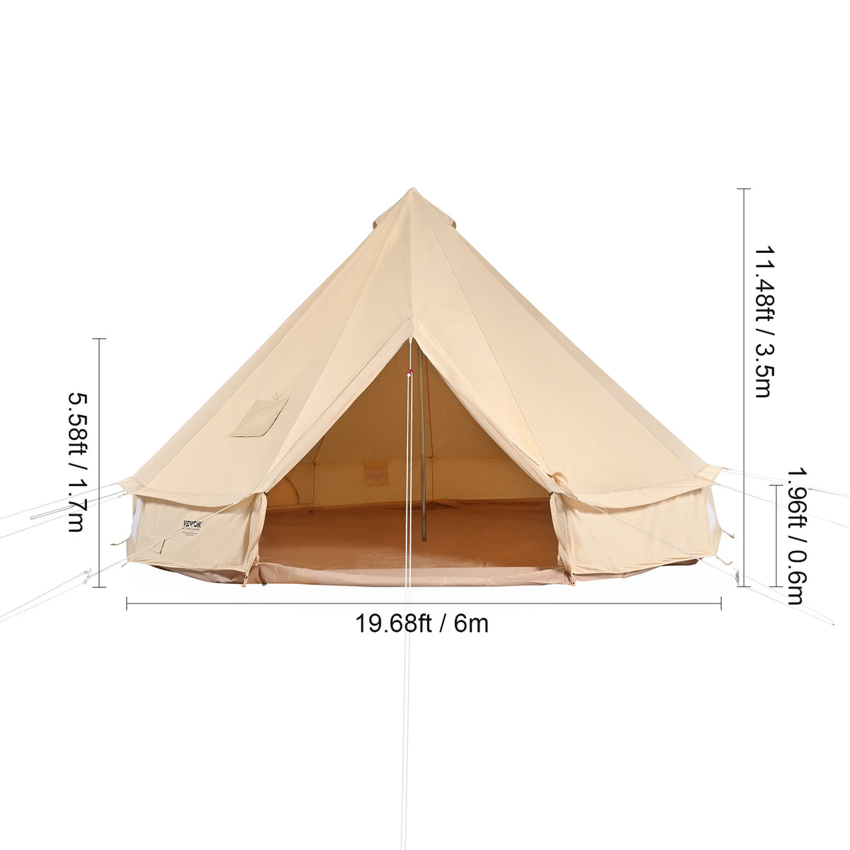 SucceBuy Canvas Bell Tent With Chimney Vent For 4 Season Camping Sleeps 8