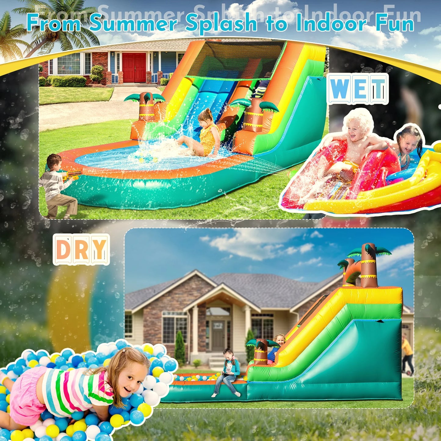21ft Giant Commercial PVC Inflatable Water Slide With Blower