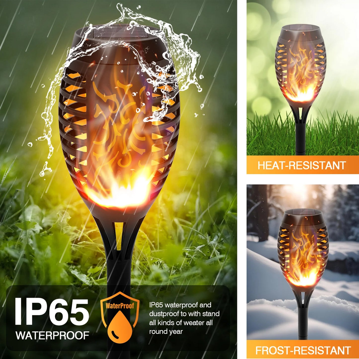 Solar Outdoor LED Torch Lights Flickering Flame Waterproof