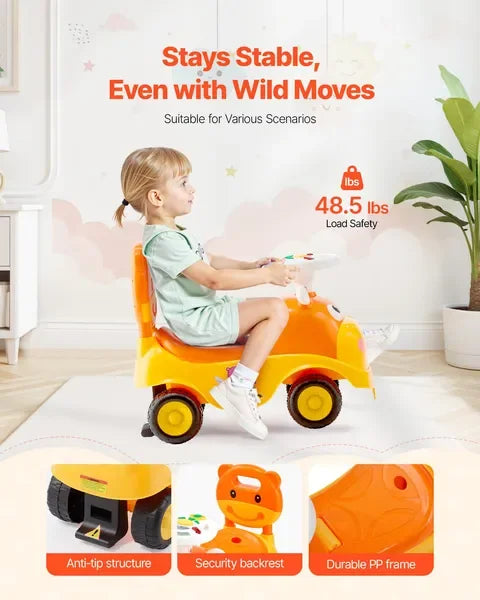 Ride On Toddler Push Car For 19-36 Months With Horn Music Under Seat Storage