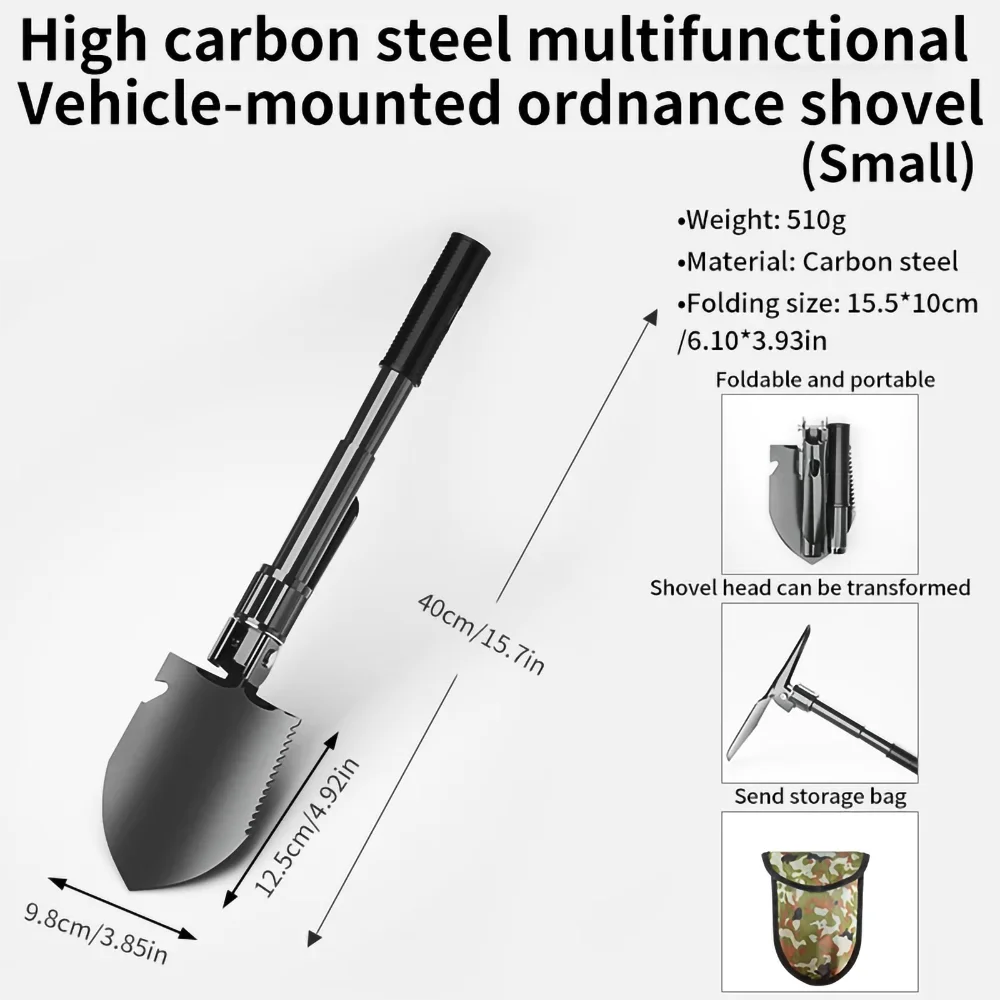 Multifunctional Garden Shovel 3-in-1 Folding Military Shovel for Camping, Fishing, Portable field survival tools